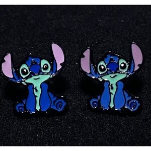 Cartoon Anime Stitch LILO Black Metal Enamel Stud Adorable Earring Set Gift